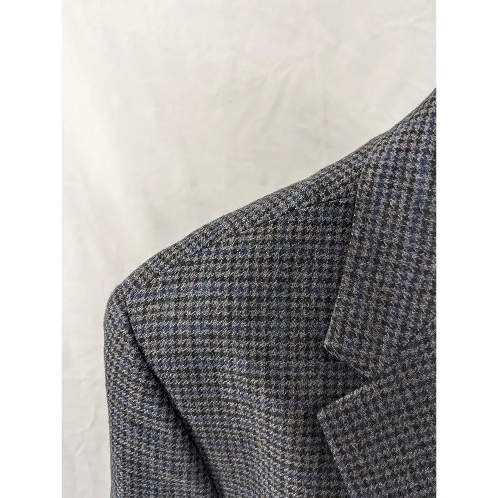 New No Tags Chaps Blazer Sports Jacket Coat Lambswool Gray Houndstooth 48R‎ 50